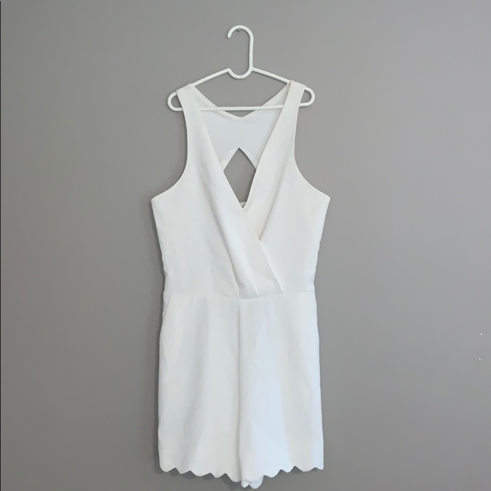 Scalloped White Romper